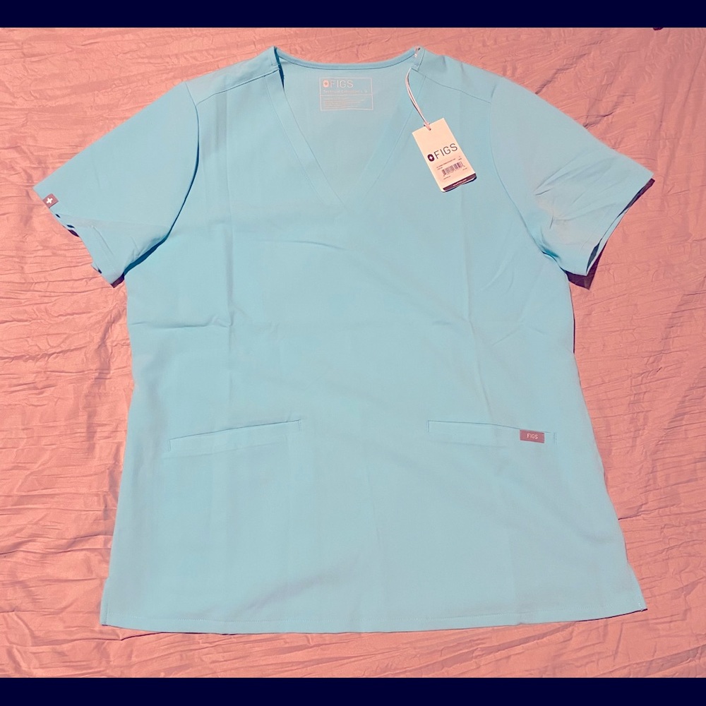 Brand New Neon Blue Figs Top L